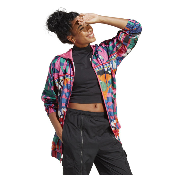 NWT ADIDAS x FARM RIO Women’s Hooded Full Zip Windbreaker Track Jacket sz Small - Picture 3 of 9